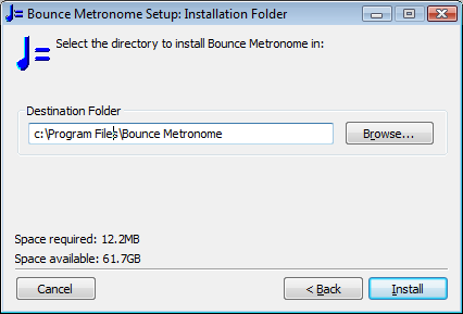 Third page - select install directory